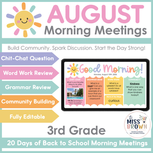 SEL Community Building Morning Meeting Slides | August