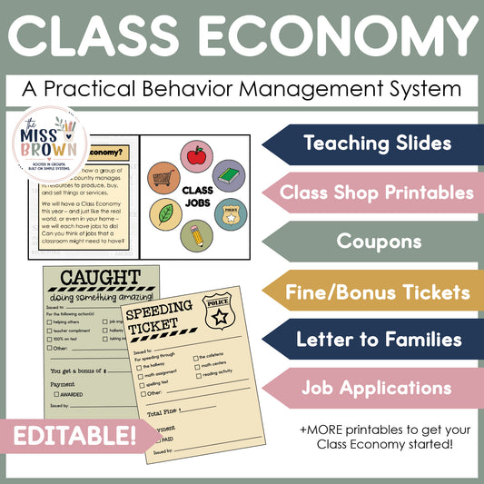 Editable Class Economy Classroom Management & Class Shop Kit