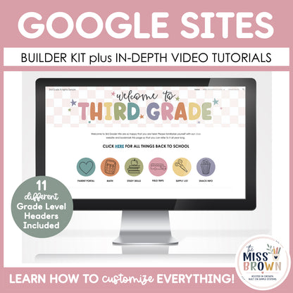 Google Sites Template | Editable Headers & Buttons | Class Website Design Kit