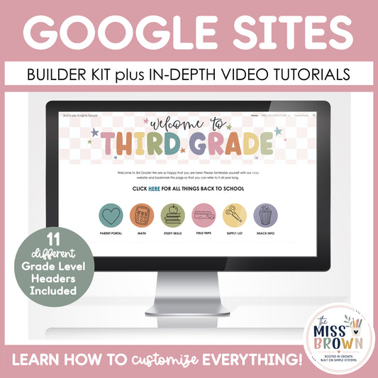 Google Sites Template | Editable Headers & Buttons | Class Website Design Kit