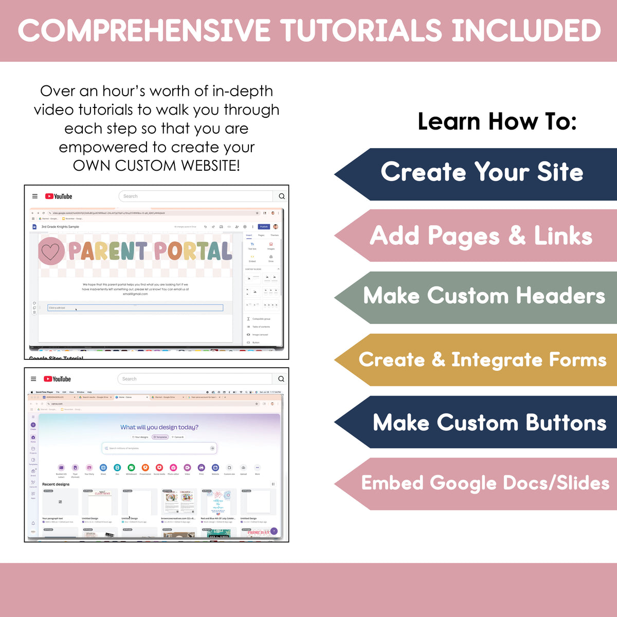 Google Sites Template | Editable Headers & Buttons | Class Website Design Kit
