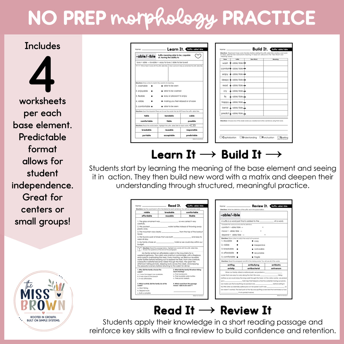 Morphology Worksheets: Greek & Latin Base Words Practice | 3rd–5th Grade