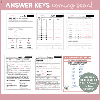 Morphology Worksheets: Greek & Latin Base Words Practice | 3rd–5th Grade