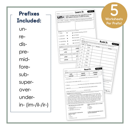 Morphology Worksheets: Affixes, Greek & Latin Bases Practice | 3rd - 5th Grades