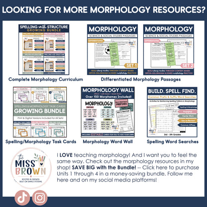 Morphology Worksheets: Affixes, Greek & Latin Bases Practice | 3rd - 5th Grades