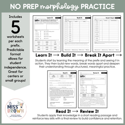 Morphology Worksheets: Prefix Practice | 3rd–5th Grade