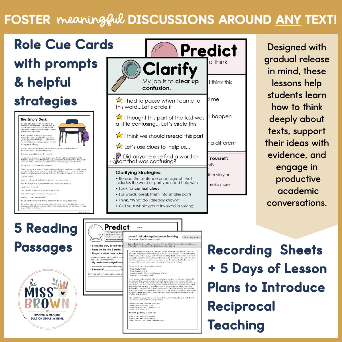 Reciprocal Teaching | Lesson Plans, Printable Role Cards and Reading Passage
