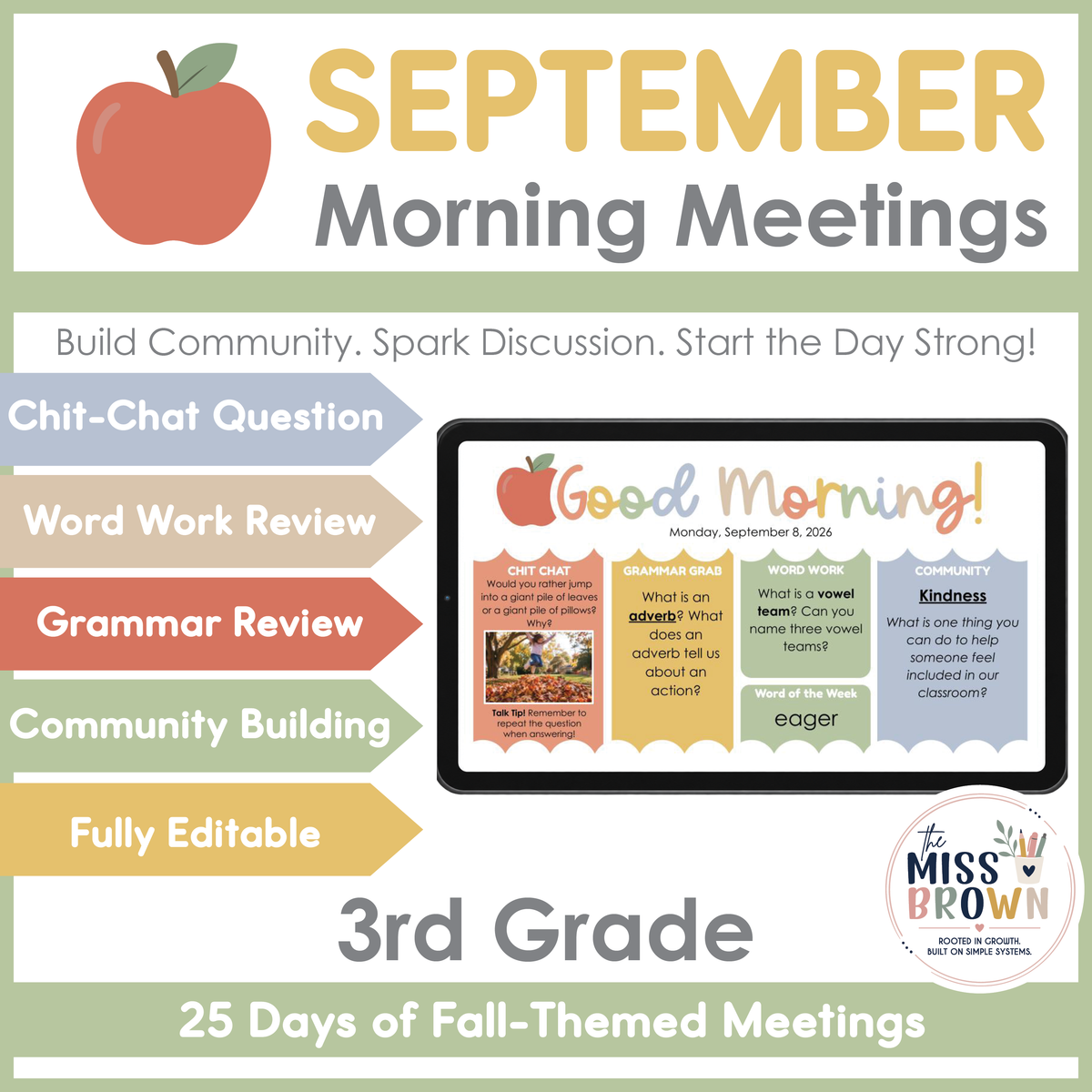 SEL Community Building Morning Meeting Slides | September