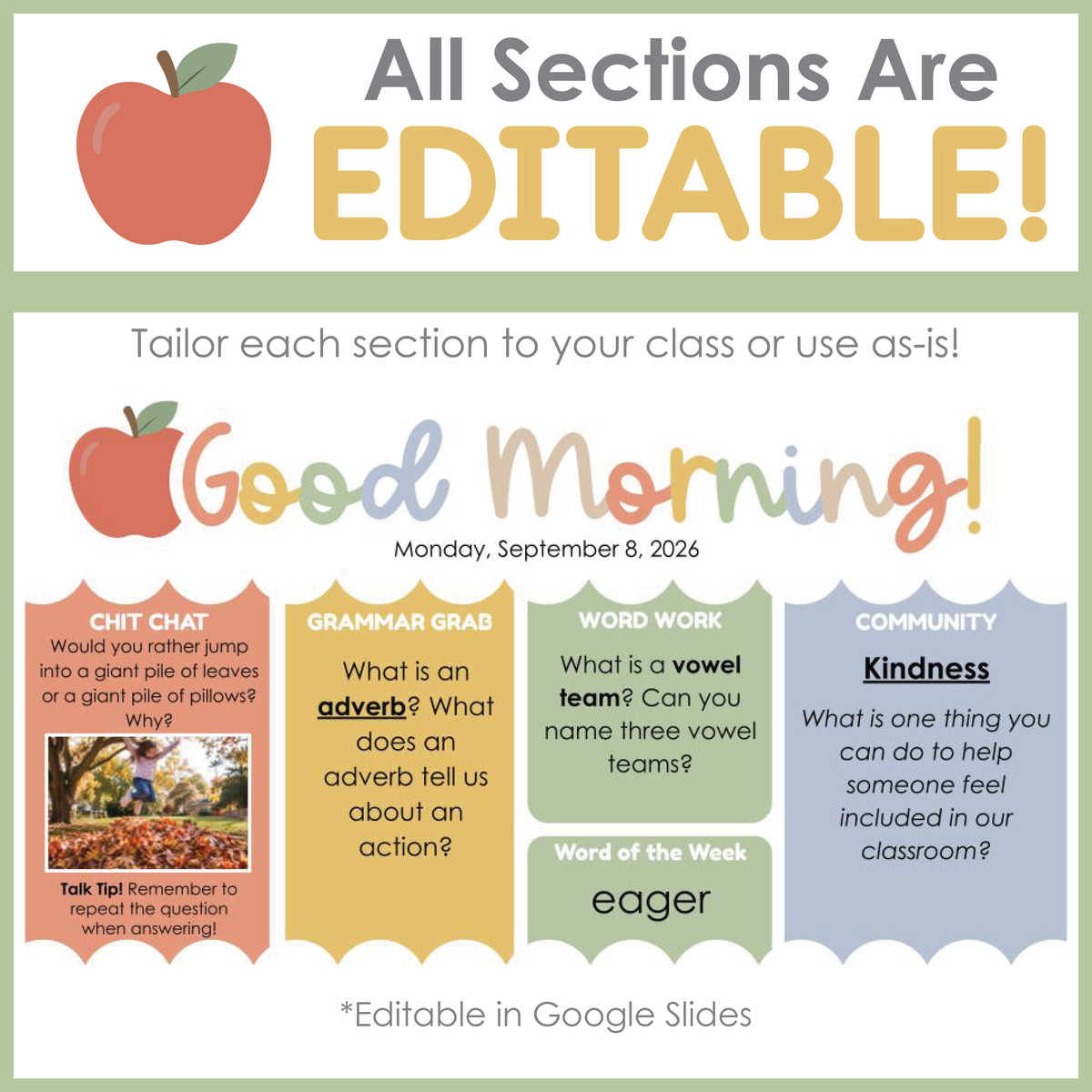 SEL Community Building Morning Meeting Slides | September