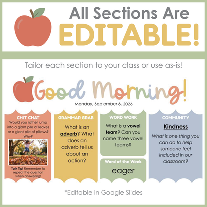 SEL Community Building Morning Meeting Slides | September