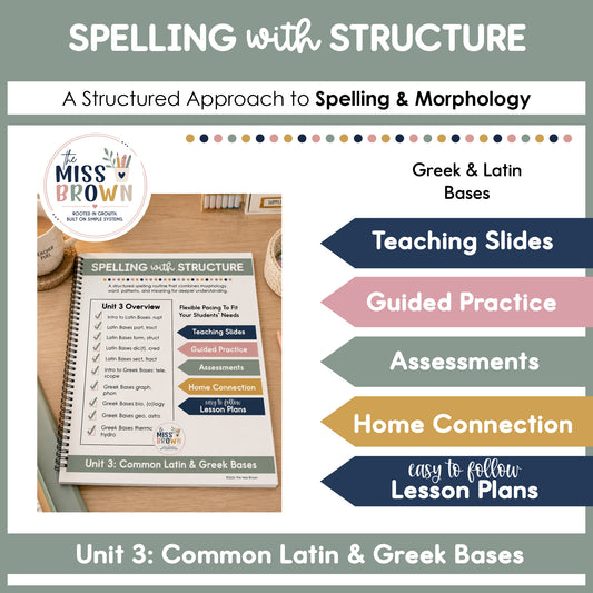 Spelling with Structure: Unit 3 – Greek & Latin Bases