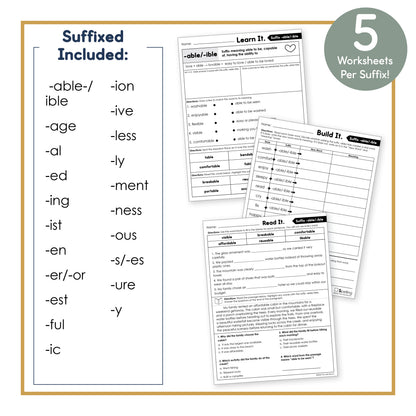 Morphology Worksheets: Suffix Practice | 3rd–5th Grade