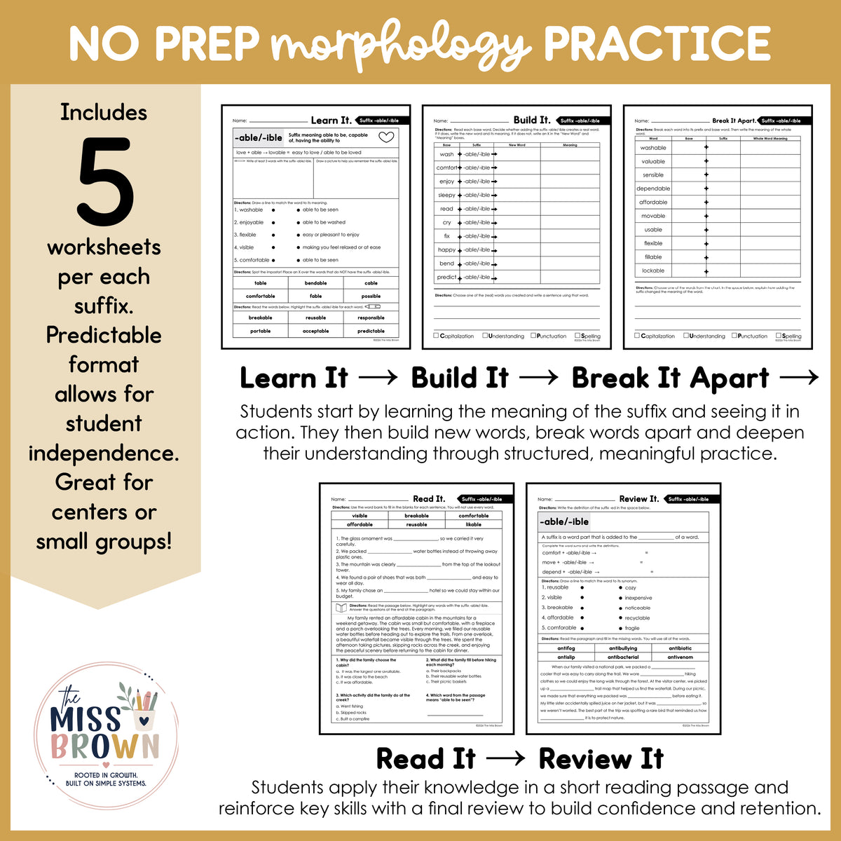 Morphology Worksheets: Suffix Practice | 3rd–5th Grade