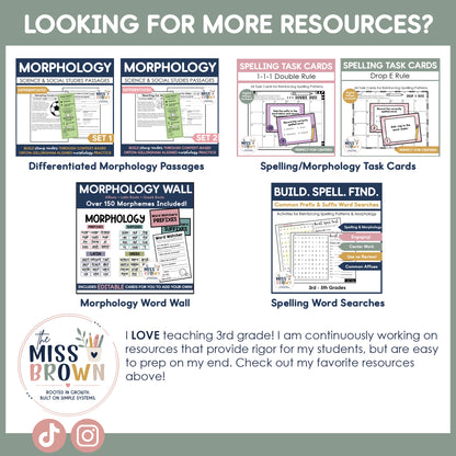 3rd Grade Morphology & Spelling Task Cards | Prefixes, Suffixes, Spelling Rules